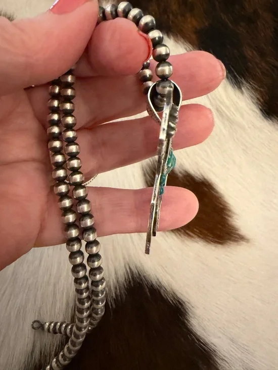 ❤️Kingman Turquoise Sterling Hand Stamped Statement Running Horse Pendant 2.41”W - Picture 4 of 12